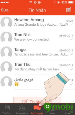 chat nhóm tango trên iPhone