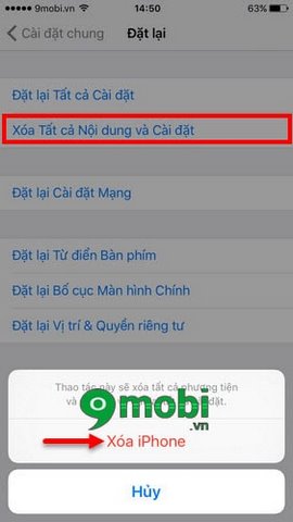 cach reset iphone