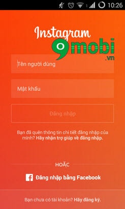 dang nhap Instagram bang facebook