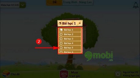 chon bai hoc trong monkey junior tren dien thoai