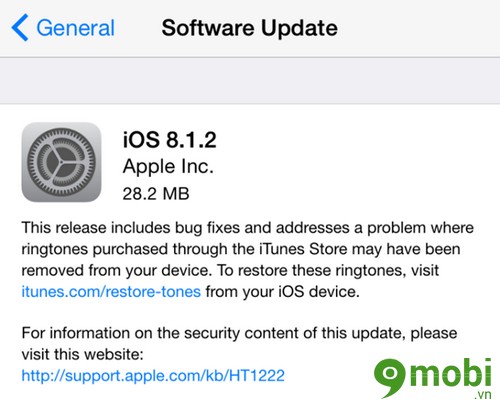 cập nhật iOS 8.1.2 cho iphone 6 plus, 6, ip 5s, 5, 4s, 4 
