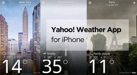 tai Yahoo Weather cho iOS 8 tren iphone 6 plus, 6, ip 5s, 5, 4s, 4 
