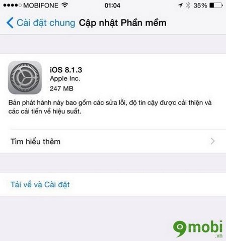 cap nhat iPhone 6 plus, 6, ip 5s, 5, 4s, 4 len iOS 8.1.3
