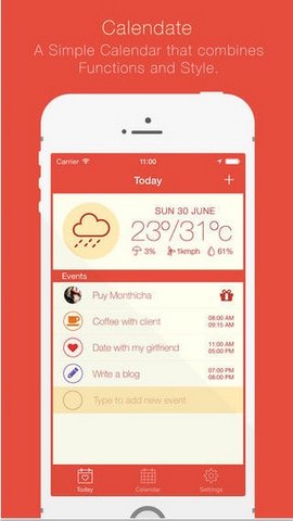 Calendate for iOS mien phi