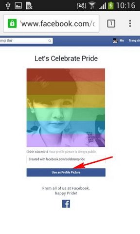 Celebrate Pride giúp tạo ảnh Avatar, ảnh đại diện lục sắc trên Facebook