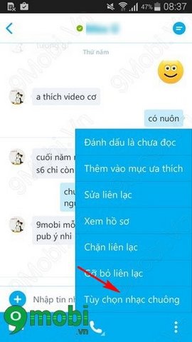 cai nhac chuong cho tung nguoi tu Skype tren Android