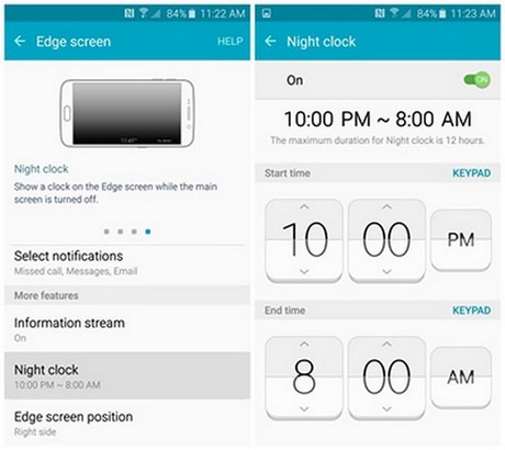Bật và sử dụng đồng hồ ban đêm trên Samsung Galaxy S6 và S6 EDGE