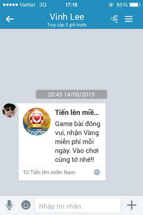 xoa lich su chat zalo tren iphone