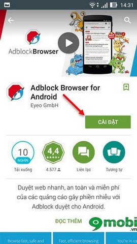 Cài Adblock Browser trên Zenfone, Setup trình duyệt Adblock cho Zenfone