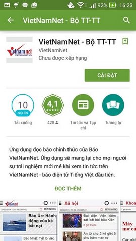 Cài đặt VietNamNet trên Android, iOS