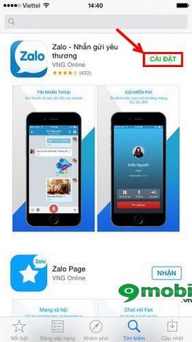cai dat zalo iphone