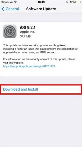 cap nhat iOS 9.2.1