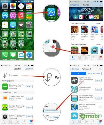 Mẹo tải lại ứng dụng, trò chơi, nhạc đã mua trên iOS của iPhone 6 plus, 6, ip 5s, 5, 4s, 4