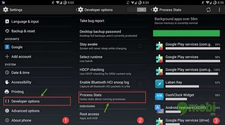 process stats in android 4.4 
