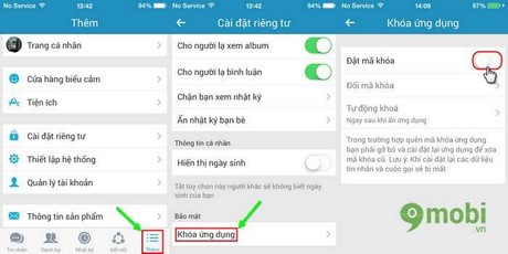 Cách khóa Zalo trên iOS cach khoa zalo tren ios cua dien iphone 6 plus, 6, ip 5s, 5, 4s, 4