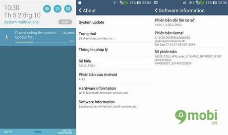 update android kitkat cho zenfone