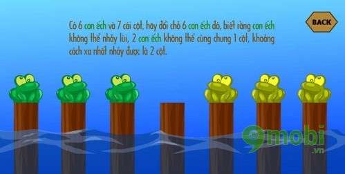 Đáp án game qua sông IQ câu 5, đổi chỗ 6 con ếch
