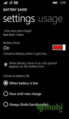 cach su dung Batter Saver wp8.1