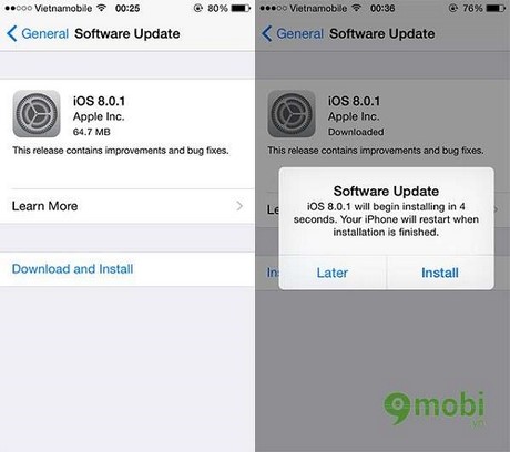 iOS 8.0.1 cho dien thoai iphone 6 plus, 6, ip 5s, 5 co gi moi 