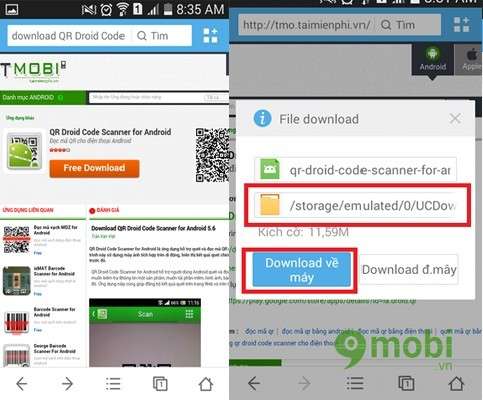 Lấy file tải về của UC Browser trên Android