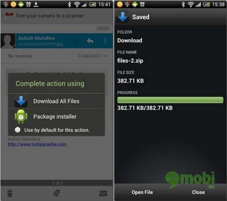 Tải files đính kèm từ Email trên Android