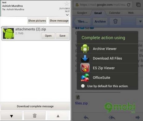Tải files đính kèm từ Email trên Android
