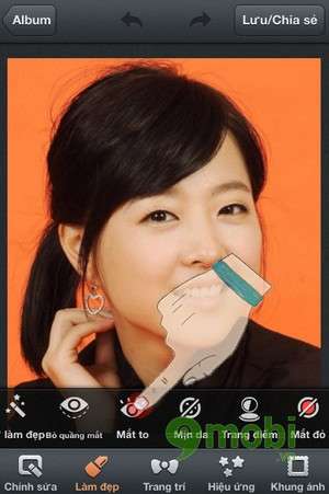 Chỉnh mắt to bằng Photowonder trên iOS chinh mat to bang photowonder tren iphone 6 plus, 6, ip 5s, 5, 4s, 4