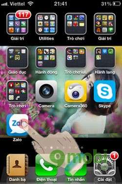 cach su dung zalo tren iphone 6 plus, 6, ip 5s, 5, 4s, 4
